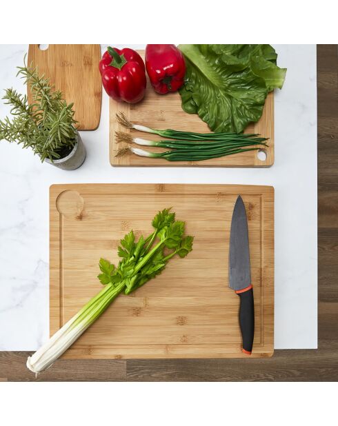 Planche à découper avec rebord Bambou marron - 45x34 cm