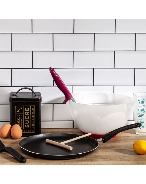 Coffret crépière induction avec ustensiles noir/blanc - 44.5x28.5 cm