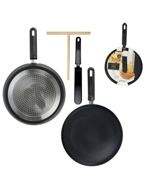 Coffret crépière induction avec ustensiles noir/blanc - 44.5x28.5 cm
