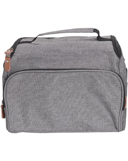 Borsa porta pranzo grigia con zip grigio/nero/cammello - 28x20x20 cm