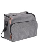Lunch bag gris zippé gris/noir/camel - 28x20x20 cm
