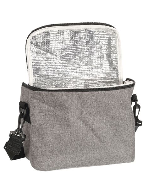 Lunch bag gris zippé gris/noir/camel - 28x20x20 cm