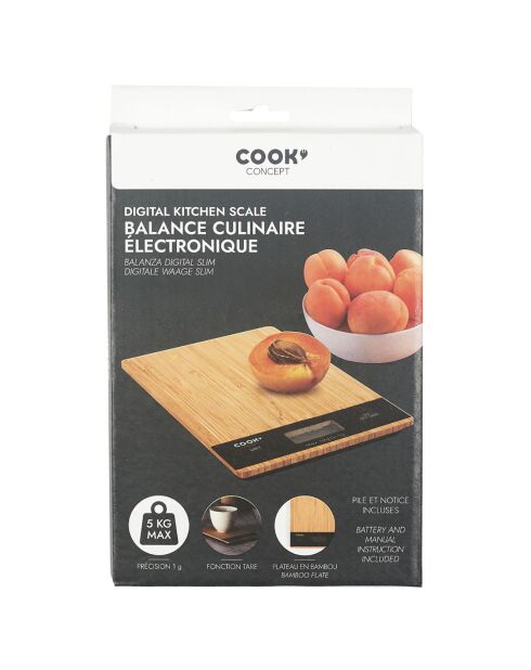 Balance de cuisine rectangulaire Bambou marron - 5kg