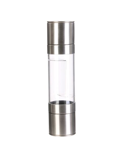 Moulin Poivre & Sel inox 2 en 1 gris/transparent - 5.2x5.2x21.8 cm