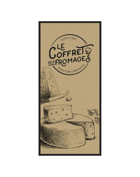 Coffret 4 couteaux et planche marron - 14x14 cm