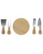 Coffret 4 couteaux et planche marron - 14x14 cm