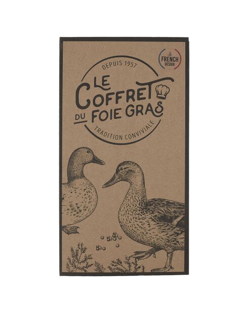 Coffret foie gras lyre et planche de découpe marron - 28x14.2 cm