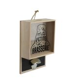 Décapsuleur mural avec bac capsules beige/noir - 17.8x6.8x26 cm