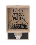 Décapsuleur mural avec bac capsules beige/noir - 17.8x6.8x26 cm