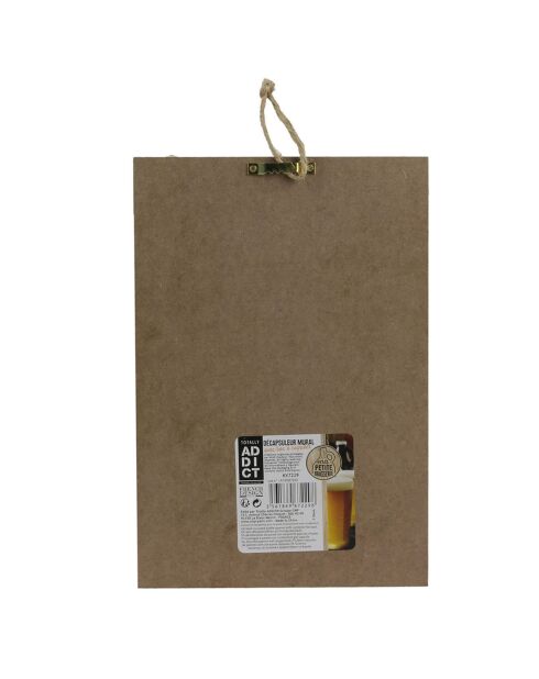 Décapsuleur mural avec bac capsules beige/noir - 17.8x6.8x26 cm