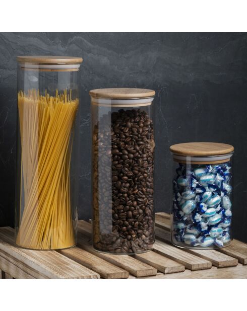 Barattolo in vetro trasparente e bambù - 2 L