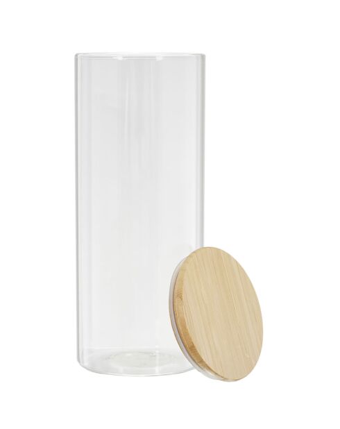 Bocal en Verre et Bambou transparent - 10.3x25 cm