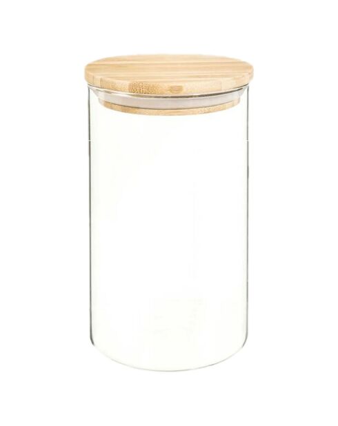 Bocal en Verre et Bambou transparent - 10.3x25 cm