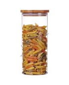 Bocal en Verre et Bambou transparent - 10.3x25 cm