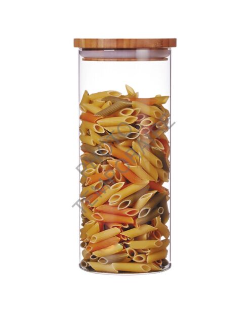 Bocal en Verre et Bambou transparent - 10.3x25 cm