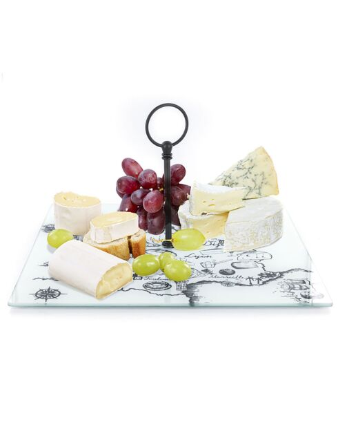 Plateau de fromage Carte de France noir/blanc/beige - 30x30x18 cm