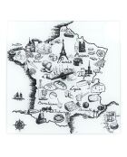 Plateau de fromage Carte de France noir/blanc/beige - 30x30x18 cm