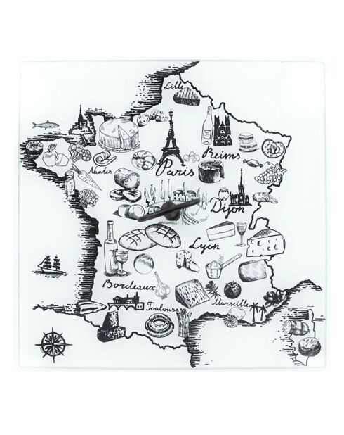 Plateau de fromage Carte de France noir/blanc/beige - 30x30x18 cm