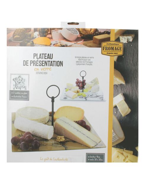 Plateau de fromage Carte de France noir/blanc/beige - 30x30x18 cm