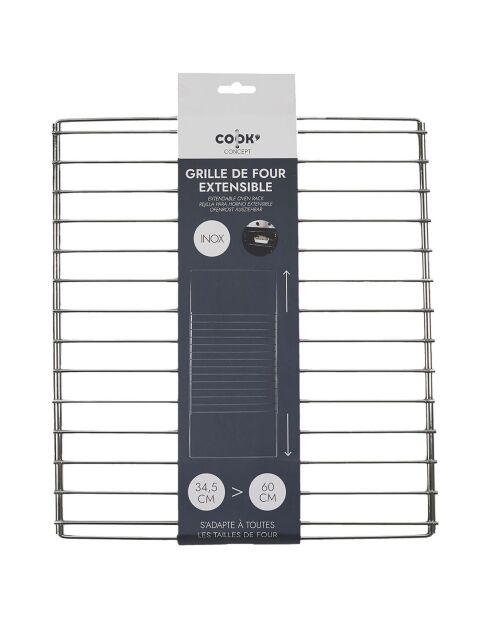 Grille de four extensible grise - 60x31.5 cm