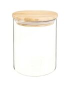 Bocal en Verre et Bambou transparent - 10.3x10.3x20 cm