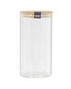 Bocal en Verre et Bambou transparent - 10.3x10.3x20 cm