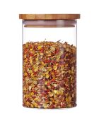 Bocal en Verre et Bambou transparent - 10x10x16 cm