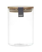 Bocal en Verre et Bambou transparent - 10x10x16 cm