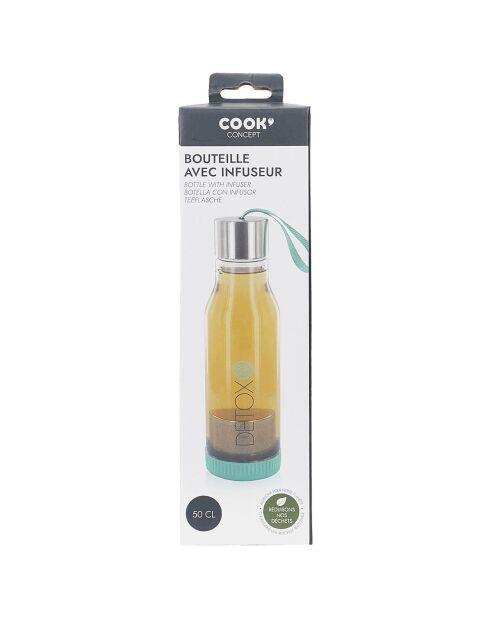 Bouteille de transport avec infuseur à thé coloris aléatoire vert, rose ou bleu - 50 cl