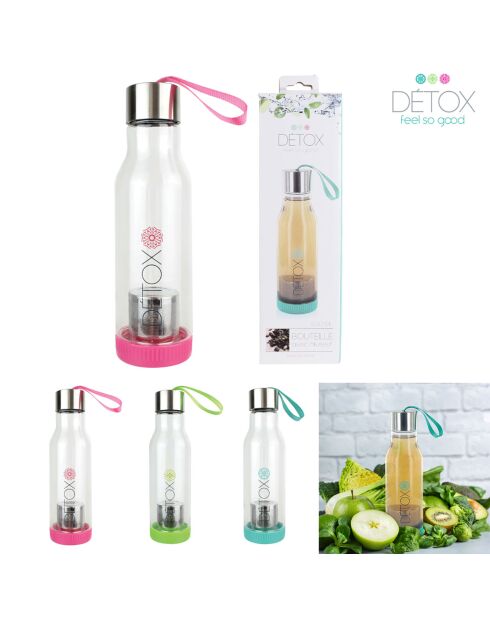 Bouteille de transport avec infuseur à thé coloris aléatoire vert, rose ou bleu - 50 cl