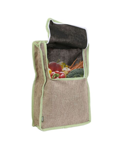 Sac de conservation fruits et légumes sable/vert  - 30x46 cm