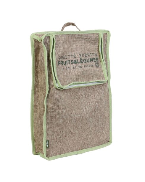 Sac de conservation fruits et légumes sable/vert  - 30x46 cm