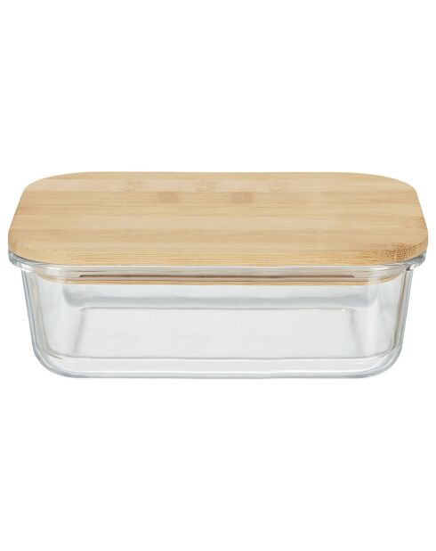 Lunchbox aus transparentem Glas und Bambus — 14,7 x 10,7 x 5,3 cm