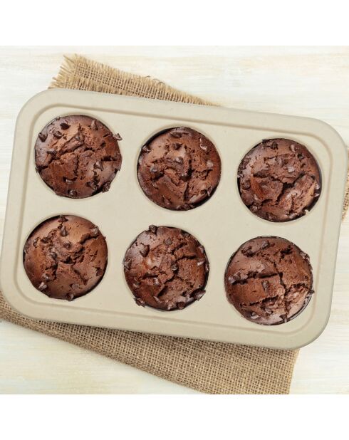4 Moules cuisson en canne à sucre muffins beiges - 27x18.5 cm