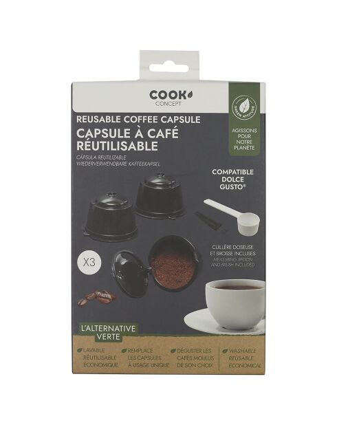 3 Capsules reutilisables compatible Dolce Gusto noir/blanc - 5.3 cm