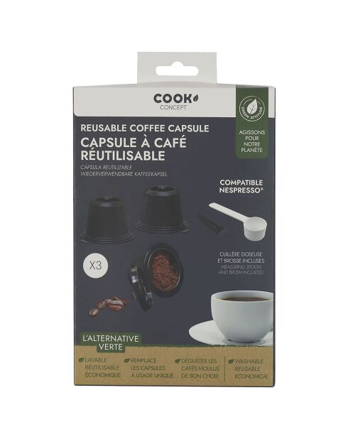 3 Capsules reutilisables compatible Nespresso noir/blanc - 4x3.8x3 cm