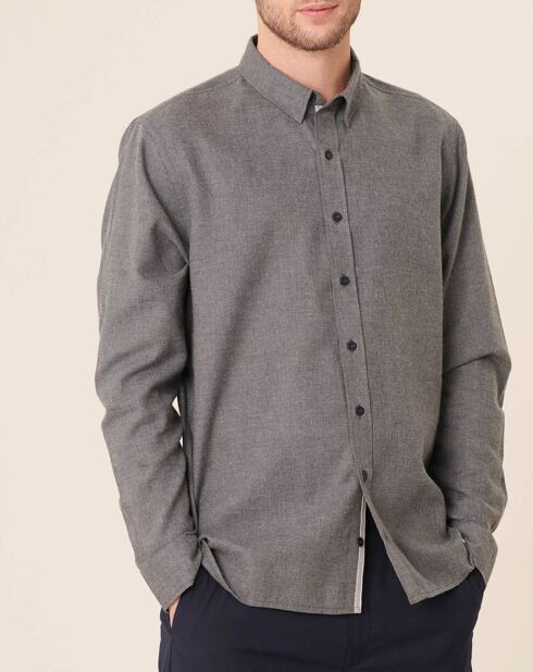 Chemise regular en Flanelle Leroy gris chiné