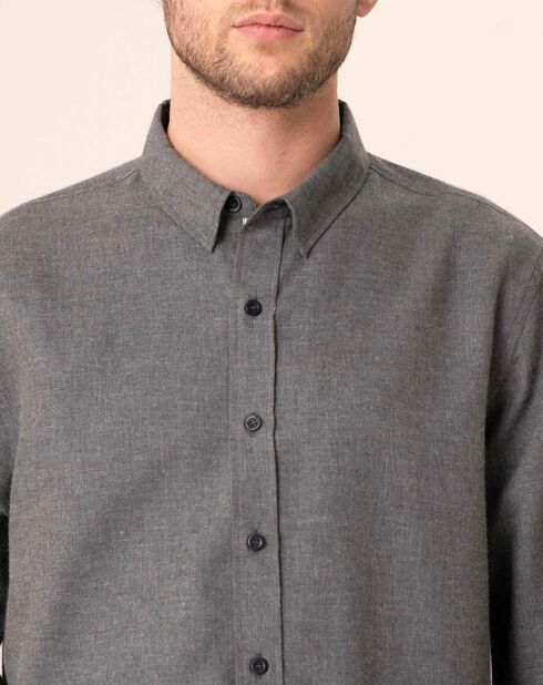 Chemise regular en Flanelle Leroy gris chiné