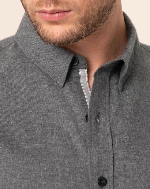 Chemise regular en Flanelle Leroy gris chiné