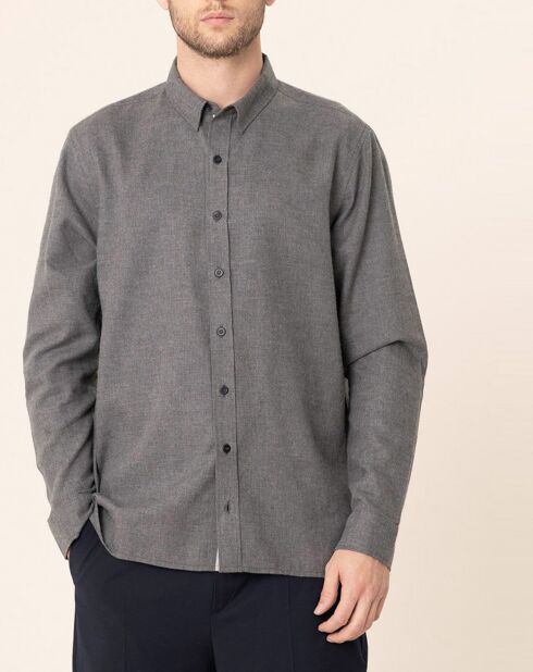 Chemise regular en Flanelle Leroy gris chiné
