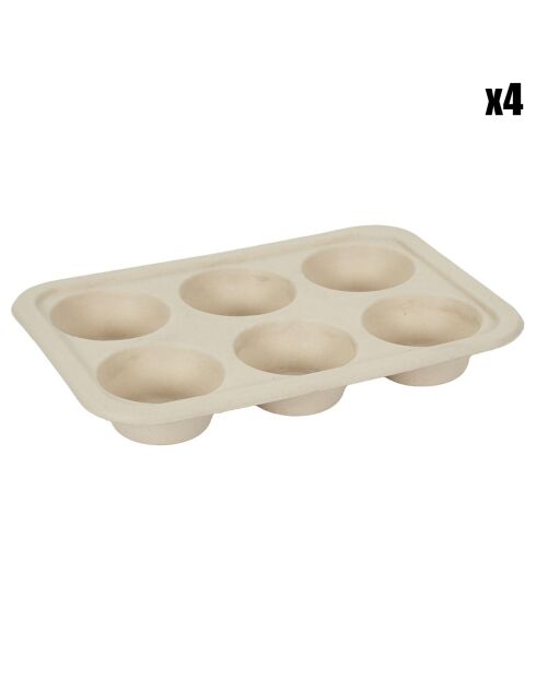 4 Moules cuisson en canne à sucre muffins beiges - 27x18.5 cm