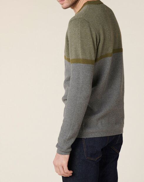 Pull en Coton & Laine Adeli gris chiné/kaki