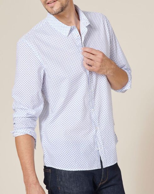 Chemise regular en Popeline imprimée Baron ciel