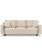 Canapé Velours Convertible 3 places  avec Coffre Cartadera beige - 222x100x92 cm