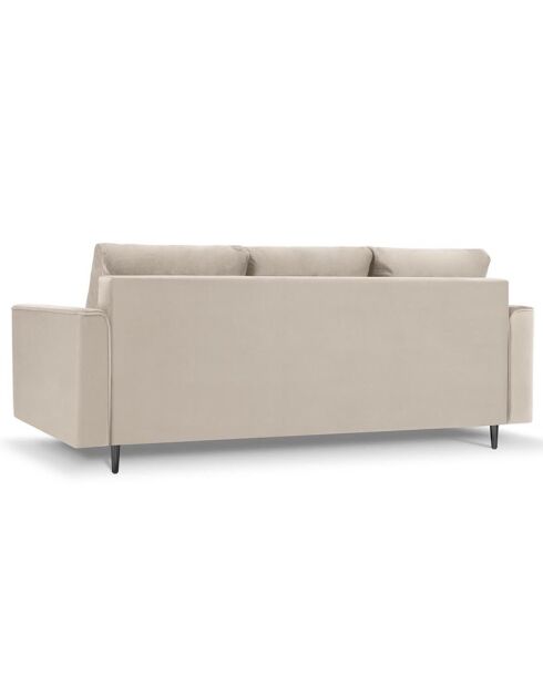 Canapé Velours Convertible 3 places  avec Coffre Cartadera beige - 222x100x92 cm