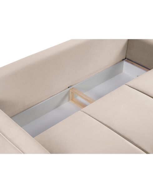 Canapé Velours Convertible 3 places  avec Coffre Cartadera beige - 222x100x92 cm