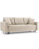 Canapé Velours Convertible 3 places  avec Coffre Cartadera beige - 222x100x92 cm
