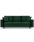 Canapé Velours Convertible 3 places  avec Coffre Cartadera vert bouteille - 222x100x92 cm