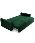 Canapé Velours Convertible 3 places  avec Coffre Cartadera vert bouteille - 222x100x92 cm