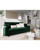 Canapé Velours Convertible 3 places  avec Coffre Cartadera vert bouteille - 222x100x92 cm